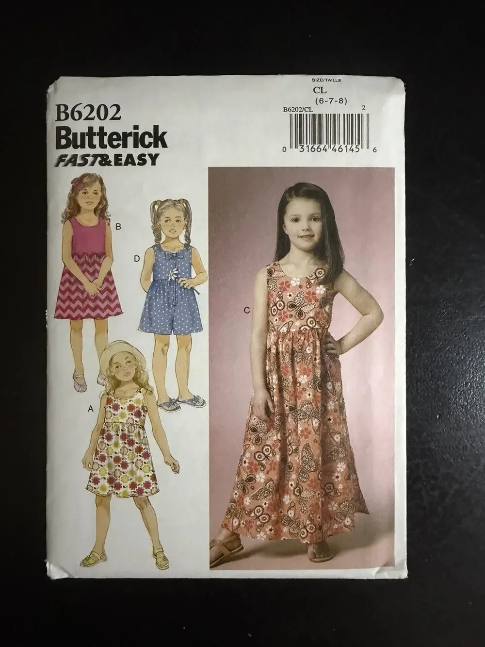 Butterick B6202 Kids Girls Dress Culottes Sewing Pattern Size 6 7 Fast Easy